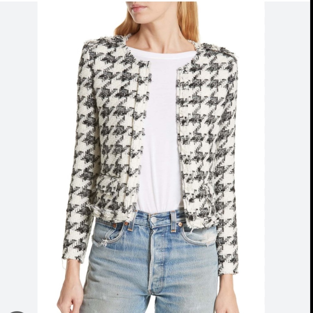 Iro Size 36 Houndstooth Hope Jacket Blazer- Black & Cream